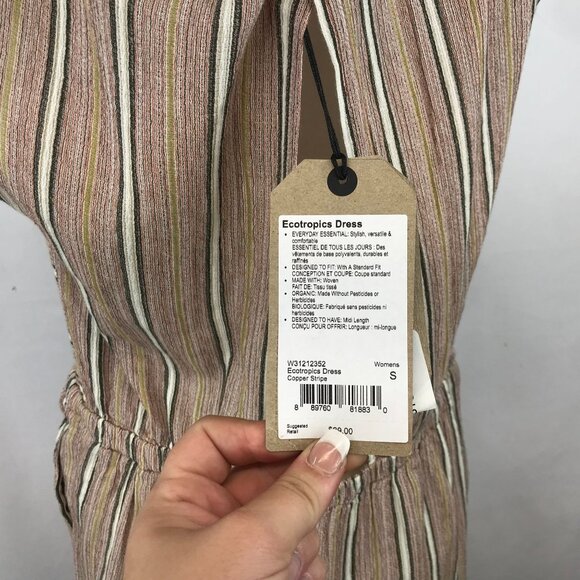 PRANA - WOMEN'S SMALL - COPPER STRIPE SHORT SLEEVE V NECK ECOTROPICS DRESS - Picture 5 of 7